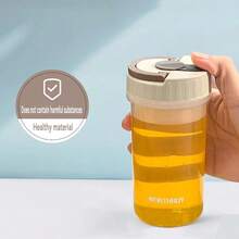 1 件 300 毫升便携式透明塑料水杯带手柄，密封防漏饮料牛奶咖啡杯，可重复使用的耐冷耐热饮水杯，玻璃杯，可用于洗碗机和微波炉的饮水器皿，适合学生和成人在学校、办公室、户外露营、野餐、旅行中使用