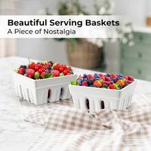 Juego de cestas de cerámica para bayas con tazón de frutas de cocina Ute con agujeros de drenaje/Recipiente de almacenamiento para fresas - 1 - Ver 2