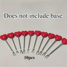 10 件不锈钢心形水果签 - 浪漫红色爱心设计，适合情人节、圣诞节和婚礼派对 - 耐用餐具，适用于新鲜水果、小吃和开胃菜 - 优雅的餐桌装饰、节日装饰配件 - 彩色 - 查看 4