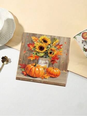 40 件 33*33 厘米/12.99*12.99 英寸感恩节主题一次性纸巾，适合感恩节派对和日常使用，增添节日气氛