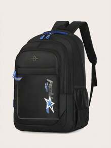 Borsa a tracolla semplice in colore unito decorata con stelle, borsa a tracolla multifunzionale casual in nylon leggero per uso quotidiano, zainetto portatile per esterno, borsa per ritorno a scuola, borsa per vacanze primaverili, borsa a tracolla, forniture scolastiche, portafoglio, zaino da uomo, zaino da studente, borsa uomo essenziali per una nuova vita