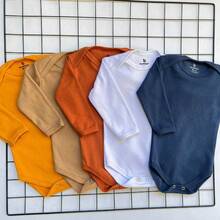 Baby Boy's Plain Bodysuit Kit 5 Pieces Long Sleeve Winter 100% Cotton. - 藏蓝色 - 查看 1