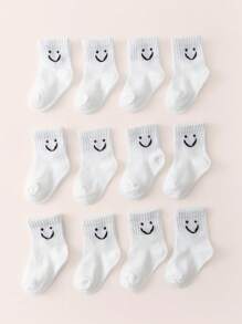 10 pares de calcetines de tripulación para niños, calcetines faciales para bebés al azar, calcetines lindos para chicos, medias Elastic coloridas, zapatos de piso para niñas y niños