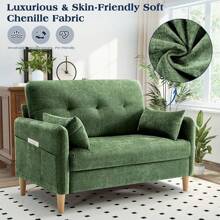 Loveseat Sofa, 47" Small Couch For Living Room, Comfy Chenille Fabric Love Seat For Bedroom WithThrow Pillow,Removable Cushion Cover,Couches For Small Space,Apartment,Dorm