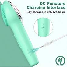Facial Cleansing Brush Silicone Electric Face Scrubber Waterproof  Vibration Face Cleanser Brush For Men Women Rechargeable Face Brushes With Nose Scrub Brush Exfoliating Massaging Green 88am - 綠色 - 查看 7