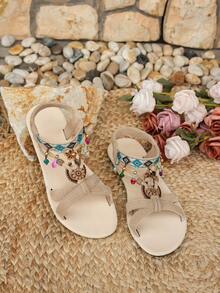 女士时尚波西米亚风格平底凉鞋，百搭休闲正装凉鞋，适合婚礼、派对、户外、沙滩