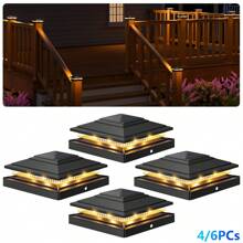4/6pcs Solar Post Lights, Solar Outdoor Lights, Outdoor LED Solar Post Lamps, Post Cap Lights IP65 Waterproof, Outdoor Lights For 4x4 5x5 6x6 Wood/Vinyl Posts, Fence, Deck, Patio, Yard, Garden Decor, Porch Patio Stair, Decoration Street Light, Path