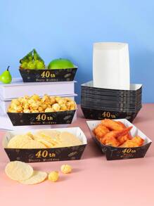 10/24pcs 40th Birthday Treat Boxes - Fries Boxes, Popcorn Boxes, Snack Boxes For Birthday Party Decoration And Movie Night, Suitable For Lunchbox, Bakery, Burger Restaurant