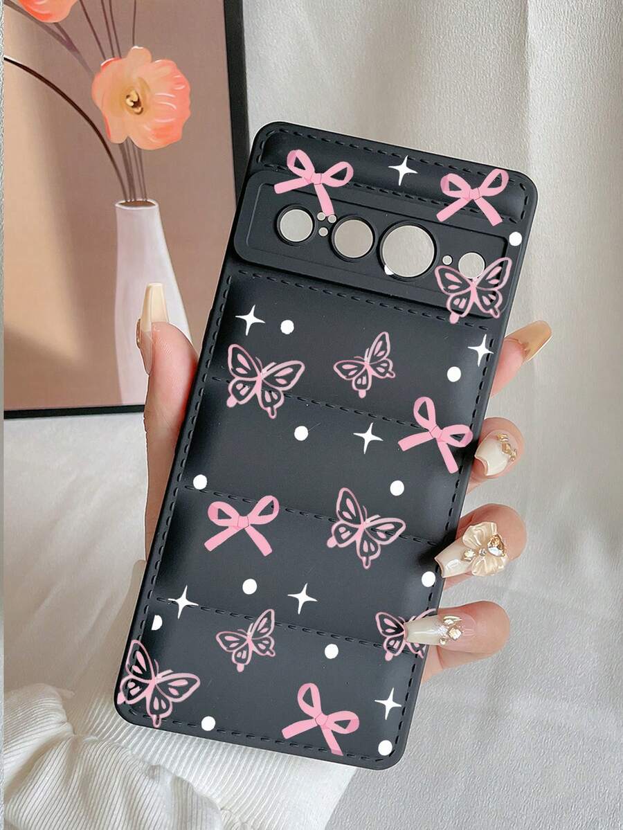 1 件哑光黑蝴蝶圆点 TPU 手机壳，适用于 Pixel 8 Pro 手机