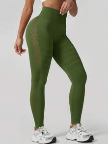 NcmRyu 1条装女士弹力简约百搭户外瑜伽健身裤 - 綠色 - 查看 2