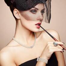 Glenmal Pearl Rhinestone Jewelry Set For Women Pearl Necklace Bracelet Earrings For Wedding Birthday Bridal Shower Tea Party - Phong cách giản dị - Xem 9