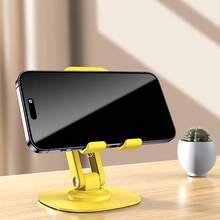 Phone Stand - Rotatable & Foldable - Black/Yellow - ABS Material - Iron Alloy Material - Desktop Phone Stand Suitable For Universal Phone Models Small Tablet Stand Height Adjustable Phone Stand - Travel Essential - Multicolor - View 4