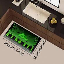 1/2 Piezas Felpudo de Halloween, con respaldo de goma, decoración de entrada de Halloween, decoración para interiores y exteriores, alfombra de cocina, alfombra de drenaje de poliéster, para cocina, sala de estar, entrada, balcón, decoración del hogar, resistente a las manchas, cafetería, bar, fiesta, regalo festivo, dormitorio, decoración del baño