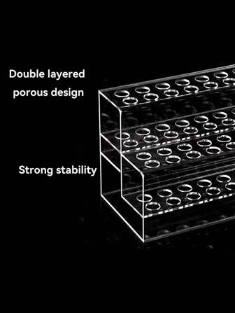 1个多功能双层/单层48孔弧形亚克力收纳盒，可选12孔/24孔，适用于铅笔、钢笔、刷子、发夹、化妆刷、学习用品、桌面收纳，一体式设计，无需组装，返校季必备