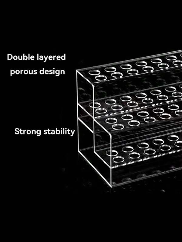 1pc Multi-Functional Double-Layer 48-Hole Acrylic Material Made Simple Convenient Storage Organizer Holder For Pencils, Pens, Brushes, Hair Clips, Makeup Brushes And Various School Supplies, Also A Desk Organizer, One-Piece Design, No Installation Required, Perfect For Stationery Stores