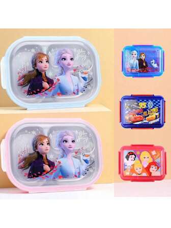 Disney Disney Frozen Series Lunch Boxes, Elsa Princess Stainless Steel Safe Material Lunch Boxes, Pink And Blue Cute Cartoon Pattern Lunch Boxes, Suitable For Camping Lunch Boxes, Office, Gift Giving, Christmas, Valentine'S Day, And New Year Gifts