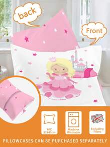 Princess Themed Polyester Bed Set For Kids - 2/1pc Cozy Duvet Cover & Pillowcase
