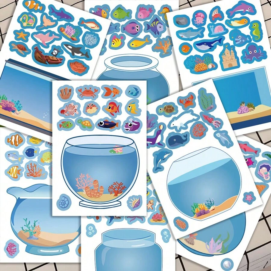 SCXXBSW Dream Fish Tank Exquisite Fun Collage DIY Decoration Phone Case Skateboard Notebook Guitar Waterproof Stickers - Multicolor - View 1