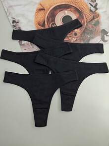 10 pièces Culotte-string sport minimalist confortable et respirante pour femme - Noir - Voir 5