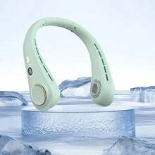 1 件便携式可充电颈扇，数字显示静音个人迷你风扇，5 档速度可调，适合办公室、运动和户外使用，度假必备