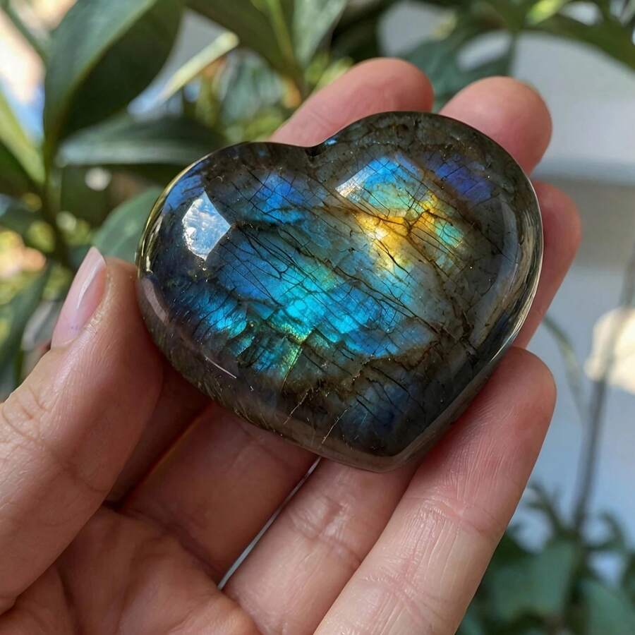 Đá Labradorite sáng bóng hình trái tim – Pha lê đánh bóng theo phong cách Bohemian dùng để trang trí nhà cửa, mát-xa và những dịp đặc biệt như Giáng sinh, Ngày lễ tình nhân, Ngày của mẹ, Ngày của cha hoặc Lễ tốt nghiệp
