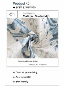 1 pieza Alfombra de sofá bohemia con diseño fresco, cojín de asiento fresco de verano, funda antideslizante para respaldo, toalla resistente a arañazos de gato, apta para sofás en L y sofás de 1/2/3/4 plazas