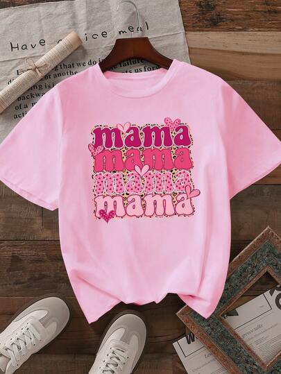 Mom Printed T-Shirt, Spring And Summer Casual Short-Sleeved Round Neck Top, Soft And Breathable, Comfortable Casual Top, Comfortable Fit