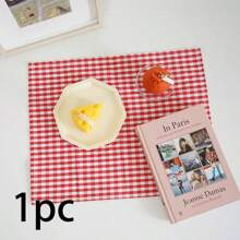 1pc/6pcs Korean Plaid Placemats, Versatile & Minimalist, Suitable For Photo Background, Tableware Decoration