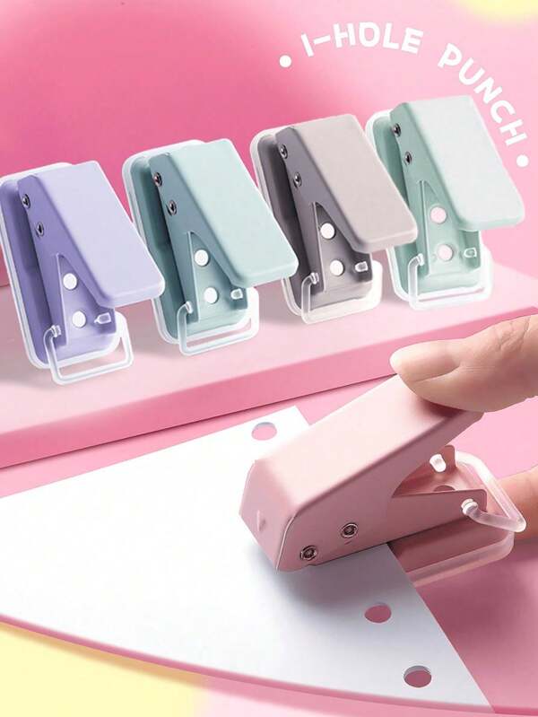 1 pieza Perforadora de anillos, opciones de varios colores, perforadora manual individual pequeña, para carpetas de anillas, organización de archivos, tarjetas DIY, cuadernos, papelería y usos de oficina