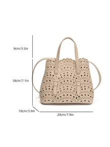 2 piezas Bolso de hombro tipo tote con diseño calado y bolsillo interior de moda
