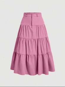 Liuhan Modas Sordaeminina Colored High Waist Ata Skirt With Pleated Three Maria - 粉色 - 查看 1