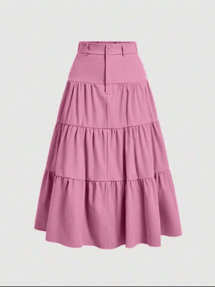 Liuhan Modas Sordaeminina Colored High Waist Ata Skirt With Pleated Three Maria - 粉色 - 查看 1