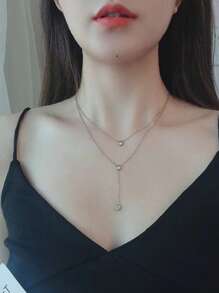 1pc Summer Ins Style Minimalist Double Layer Necklace, Women Elegant Collarbone Chain, Unique Design