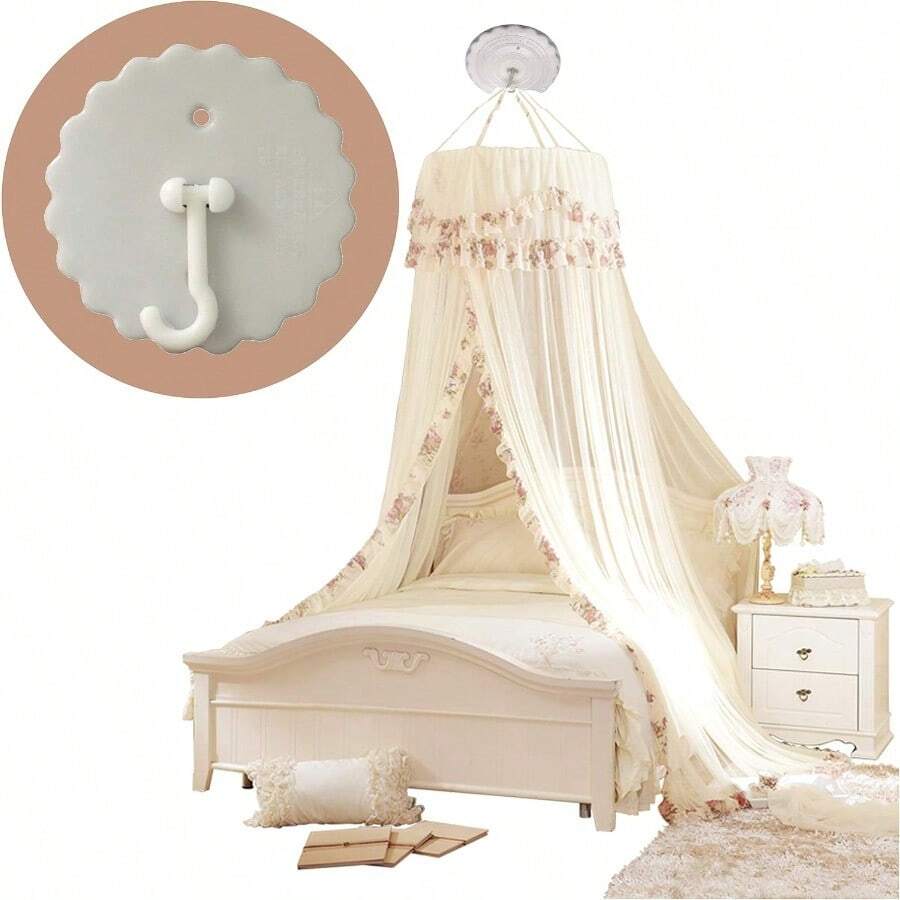 Ceiling Mosquito Net Hs Er Glue Dome And Bed Canopy Hs For Home Easy To Install 2set-11 - trắng - Xem 1