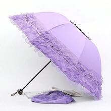 Vintage Lace Parasol Foldable Gothic Lolita Umbrella Rain Anti-Uv Protection Sunblock Umbrella Dome Photo Props Girls Parasol - Purple - View 9