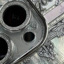 Retro 3D Rhinestone European Angel Phone Case Suitable For IP 16 15 14 13 12 Pro Max 27.94cm Flash Lens Protective Case Luxury Aurora Laser Shell - 銀色 - 查看 4