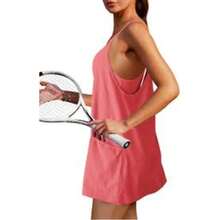 Women's Summer Mini Dress Casual Workout Tennis Dress With Shorts Sleeveless Athletic Dress - 紅色 - 查看 4