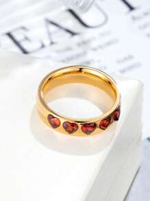 1 Stück eleganter kubischer Zirkonia Herz-förmiger Vollkreis Ring, geeignet für Damen Verlobung/Hochzeit