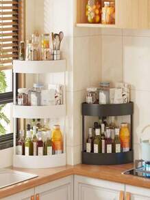 1 قطعة رف مثلث للمطبخ، رف تخزين للزوايا للتوابل والبهارات والأواني المطبخية