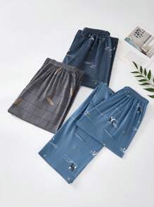 3条装男士轻薄家居裤，休闲舒适宽松睡裤，适合春秋季穿着，也可户外穿着，秋冬季服装