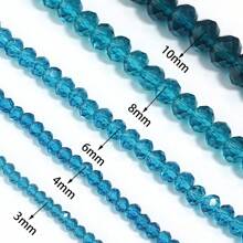 1pc Transparent Peacock Blue Faceted Crystal Abacus Beads, 3/4/6/8/10mm Bead Assortment, Fashion & Versatile For DIY Jewelry Making Accessories, Suitable For Bracelet, Necklace, Pendant, Decoration
