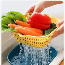 加厚双层沥水篮六件套洗菜盆厨房多功能客厅家用水果盆洗水果蔬菜篮微瑕 - 彩色 - 查看 7