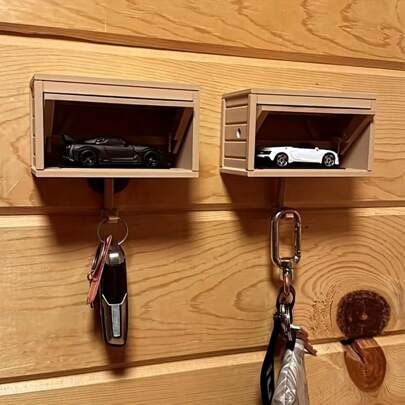 1pc 3D Car Garage Key Holder With Door Opening Function - A Stylish Wall-Mounted Key Organizer Suitable For Entryways, Corridors Or Office Decor, Featuring A Fun And Practical Design For Car Enthusiasts, Made With High-Quality Craftsmanship