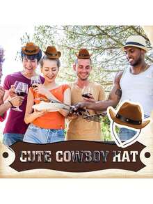 1pc Pet Cowboy Hat, Pet Accessories - Western-Style Cowboy Hat Sunshade For Cats Or Dogs, Photo Props For Festivals - Multicolor - View 5