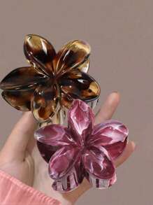 4pcs/1pc Ladies 7.8cm/3.07in Pink Blue Green Red Gradient Color Large Flower-Shaped Hair Clip Fashionable, Versatile, High-End And Elegant Temperament Simple Minimalist Hair Claw Hair Accessories Suitable For Daily Leisure Party Commuting Vacation Hair Wash Face Bath Makeup Match Clothes Use Accessories Headgear Accessories, Beach Accessories, Claw Clip
