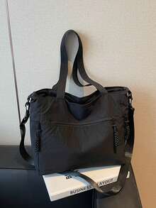 女士大号托特包，女士笔记本电脑工作包斜挎包手提包轻便护士包手提包女士礼品单肩包工作旅行，多口袋斜挎包钱包顶部提手托特包 - 黑色 - 查看 3