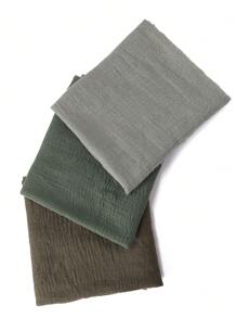 3 buc/set femei culoare solidă eșarfă musulmană încrețită eșarfă hijab casual set