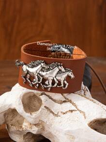 1 Stück Western Pferde Design PU Leder Manschetten Armband Cowgirl Schmuck