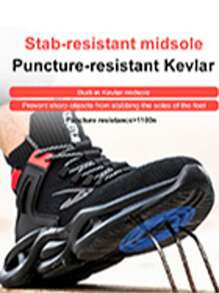 Un par de botas con punta de acero para hombres, anti aplastamiento y anti perforación, para uso diario en el almacén, entrenador de trabajo para hombres, anti deslizante para taller de forja para mujeres, botas para sitio, zapatos de trabajo para exteriores, zapatos de oficina para ir y venir, zapatos deportivos para exteriores, zapatos de senderismo para exploración al aire libre, regalos para familiares y amigos en días festivos