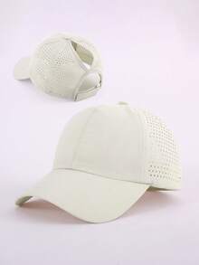 女士速干棒球帽，带马尾辫孔，透气网眼防晒帽，适合户外运动，夏季 - 多种颜色可选 - 速乾透氣孔 - 查看 16